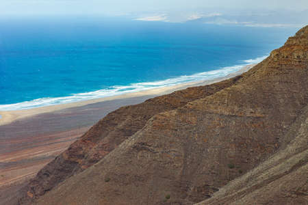 Top view beautiful seascape of Fuerteventura island, Canary islands, Spain. Nature background