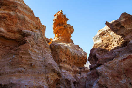 Amazing sandstone formations in canyon of famous Tenerife national park. Nature backgroundの写真素材