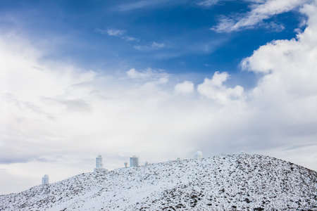 Astronomical observatory in Teide National Park in Tenerife, winter on Canary Islands, Spain
