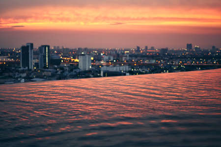 Amazing colorful sunset in big city