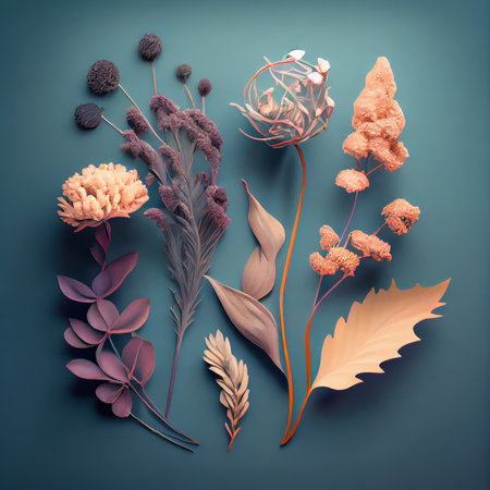 Floral set with dry plants, generative Aの素材