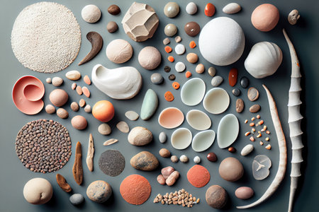 Various colorful sea stones set. Generative AI.の素材