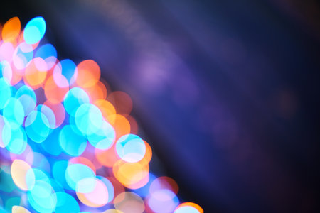 Colorful bokeh background with copy space. Abstract lights blur bokehの写真素材