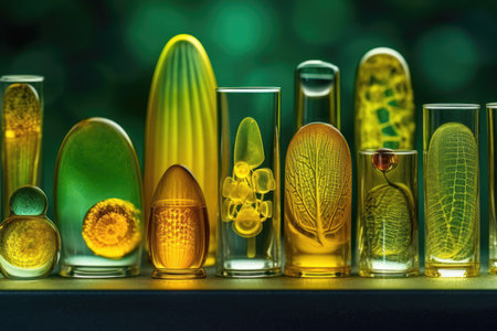 microscope view of various organisms in a glass container of water. Generative AIの素材