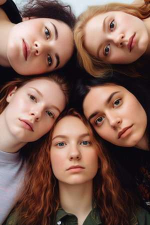 Group of young pretty women portrait. Girl power concept.. Generative AIの素材