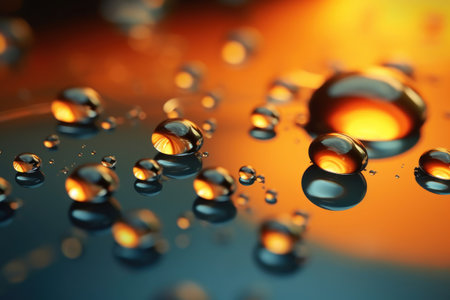Macro shot of emerald green water droplets on a smooth background. Generative AIの素材
