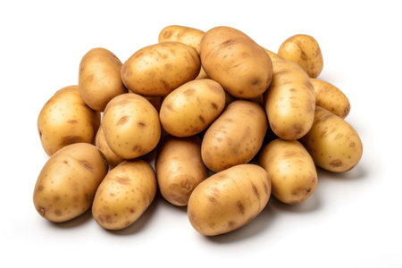 heap of fresh potatoes isolated on a white background. Generative AIの素材
