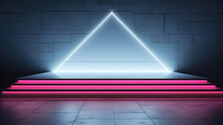Futuristic background for presentations featuring modern stage with colorful lighting. Generative AIの素材
