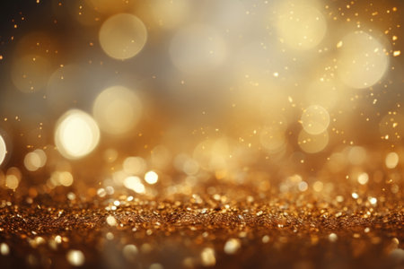 Glittering golden bokeh effect creating festive and luxurious background for celebrations. Generative AIの素材