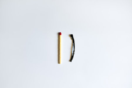 Burnt matches over white background. Emotional exhaustion conceptの写真素材