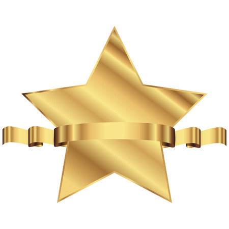 Vector illustration of gold star with shiny ribbon with space for your textのイラスト素材