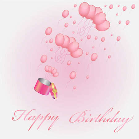 Vector illustration of happy birthday card with balloonsのイラスト素材