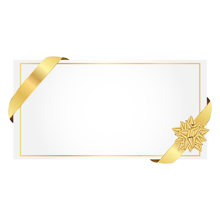 Vector illustration of gift card wit gold Ribbon bowのイラスト素材
