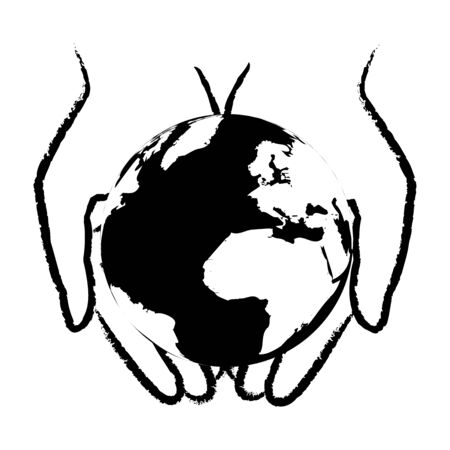 Vector illustration of hands with Globeのイラスト素材
