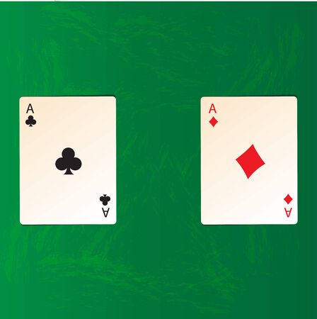 Vector illustration of Two aces on a poker tableのイラスト素材
