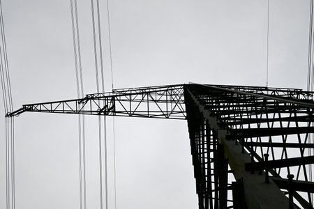 Power Pylon Network in Hamburg, Germanyの写真素材