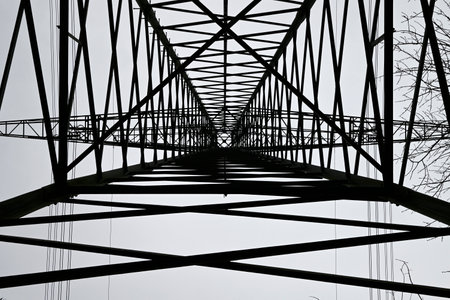 Power Pylon Network in Hamburg, Germanyの写真素材