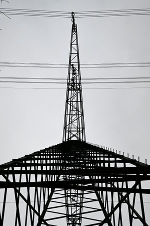 Power Pylon Network in Hamburg, Germanyの写真素材