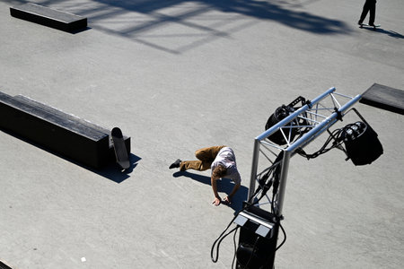 Skateboarders at the Hamburg City Park, Hamburg, Germany