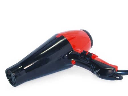 Electric professional hair dryer. On a white background.の写真素材