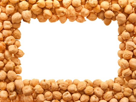 Frame from a large, dry peas. Isolated on white.の写真素材