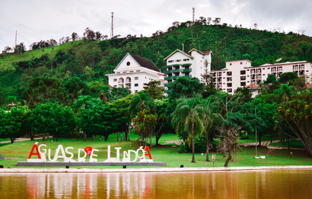 Ademar de Barro square in the city of Aguas de Lindoia SP Brazilの写真素材