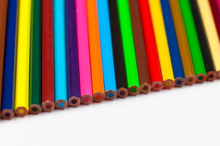 color pencils lie in a row, macroの写真素材