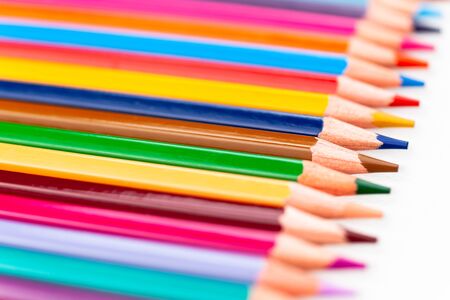 color pencils on a white background, close-upの写真素材