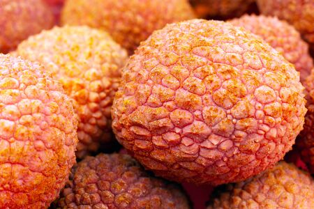 several lychee fruits close-up, macroの写真素材