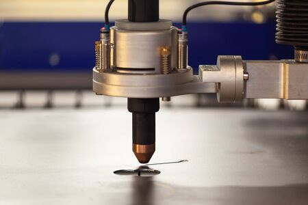 Cnc plasma cutting machine cuts metalの写真素材