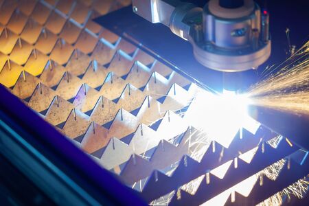 Cnc plasma cutting machine cuts metalの写真素材
