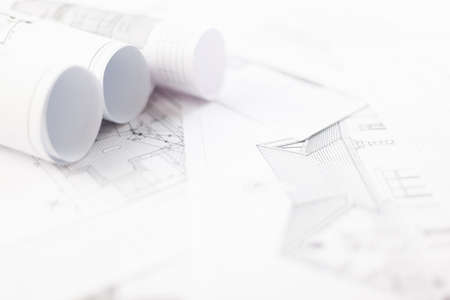 Designing civilian houses, place for text, drawings of houses