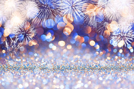 white fireworks on colorful blurred background, concept