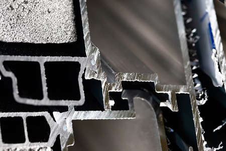 Steel factory warehouse displayed aluminum profile for window, door, bathroom box