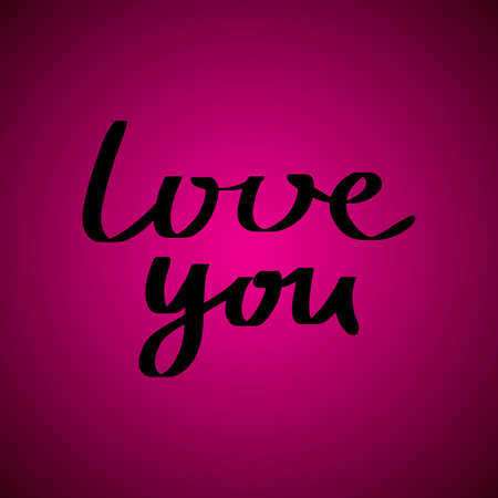 Beautiful calligraphic inscription love you on a gradient pink backgroundのイラスト素材
