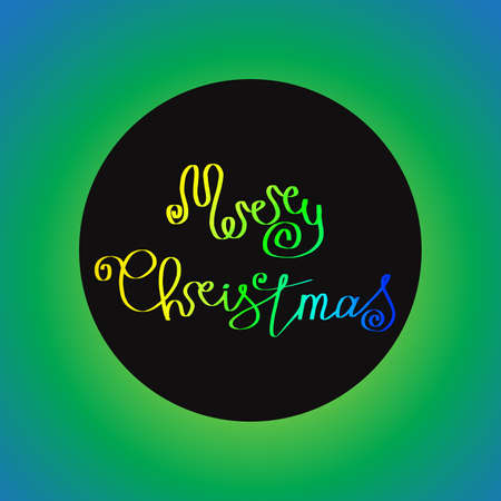 Merry Christmas excellent handdrawn lettering on a black circleのイラスト素材