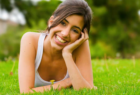 Young woman at the parkの写真素材