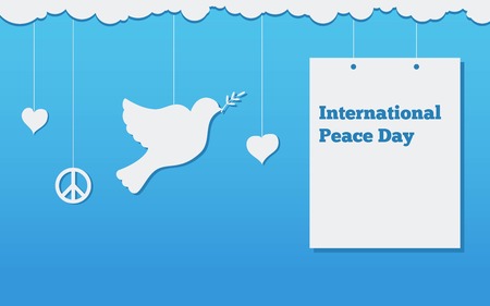 Flat banner with a dove, the international day of peace design vector illustrationのイラスト素材