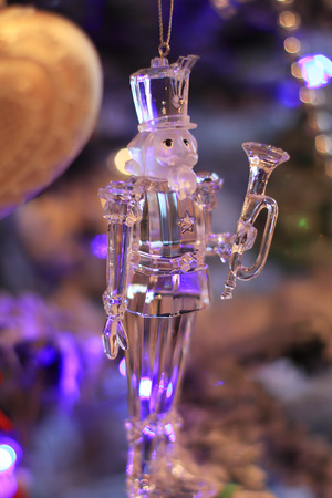 Crystal soldier Christmas hanging on the treeの写真素材