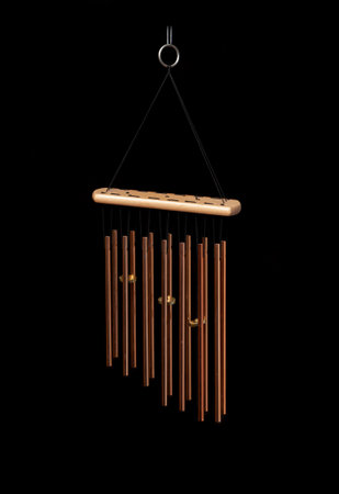 Musical hanging decoration for the front door on a black backgroundの写真素材