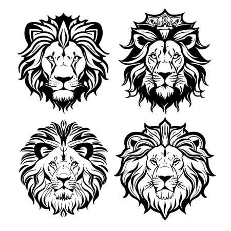 lion head logo vector stencil setのイラスト素材