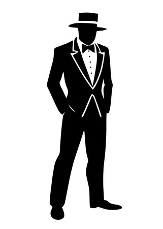 silhouette male gentleman stencil logoのイラスト素材