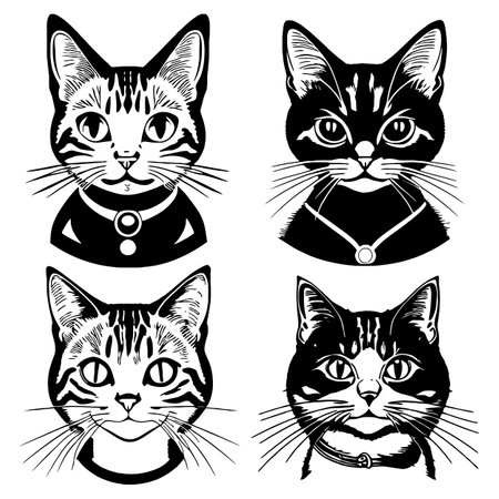 portraits of cute cats vector logo stencilのイラスト素材