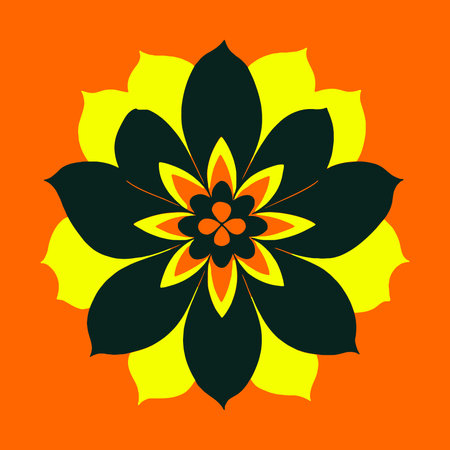 mandala. Ethnic decorative element. Hand drawn backdrop. Islam, Arabic, Indian, ottoman motifs. flower logo vector simple abstract flat mandala tattoo plant color blossom floret bloom stencilのイラスト素材