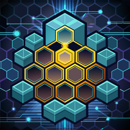 Abstract technological background with hexagons. Vector illustration. Eps 10.のイラスト素材