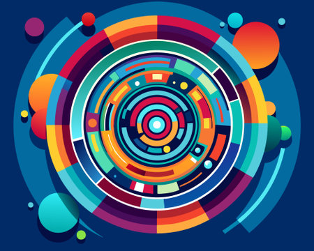 Abstract colorful background with circles and lines. Vector illustration. Eps 10のイラスト素材