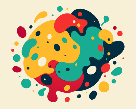 Abstract colorful paint splashes on light background. Vector illustration in flat styleのイラスト素材