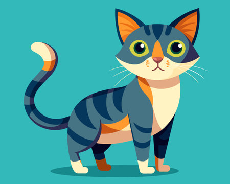 Cute cartoon cat. Colorful vector illustration in flat style.のイラスト素材