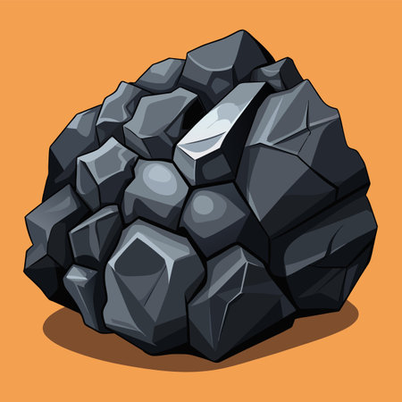 Black stone, isolated on orange background. Vector illustration for your designのイラスト素材