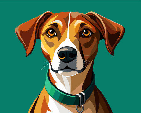 Portrait of a dog on a green background. Vector illustration.のイラスト素材